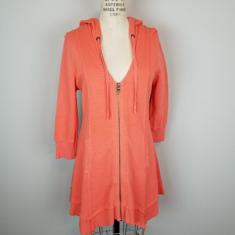 XCVI Wearables Mercantile Jacket or Dress Full Zip Tunic Hoodie Orange * Small